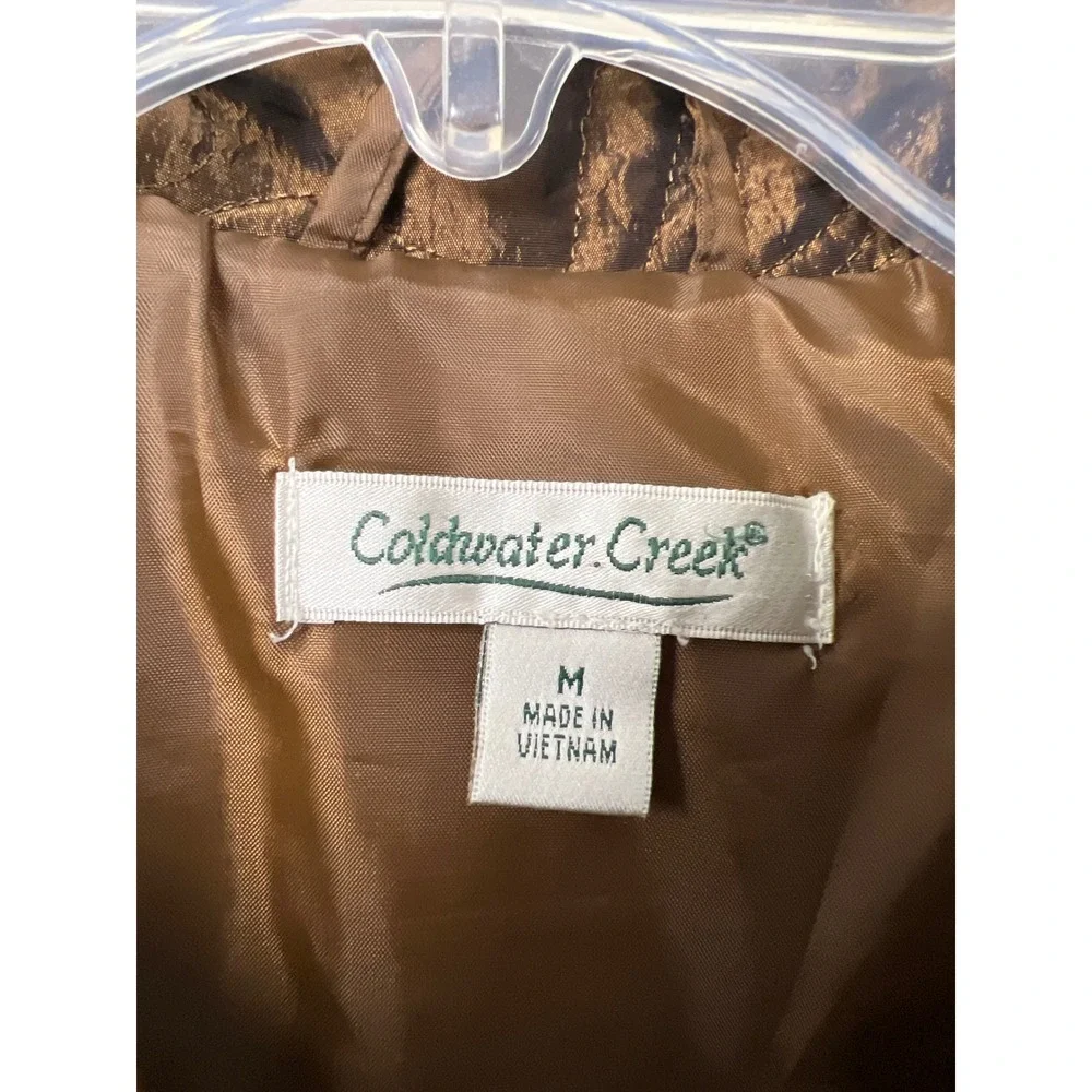 Coldwater Creek Vest Womens M Bronze Quilted Metallic Mock Neck Snap Earthly